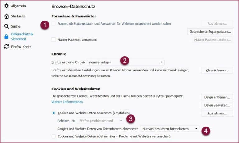 firefox datenschutz und sicherheit